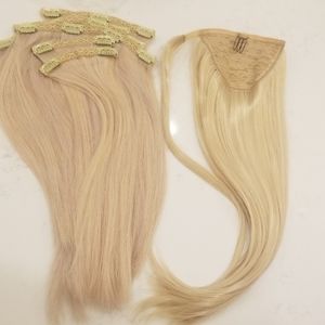 Bellami Ash Blonde Clip In Extensions and Ponytail
